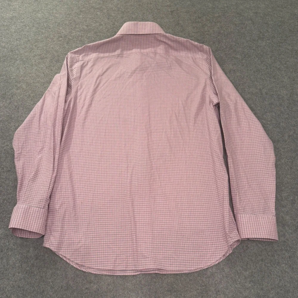 Banana Republic Shirt Mens M Pink Plaid Excellent Non-Iron Cotton Standard Fit